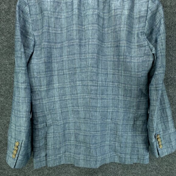 Joseph Abboud Sport Coat Mens Small Blue 100% Linen Plaid Jacket Blazer - Picture 6 of 16